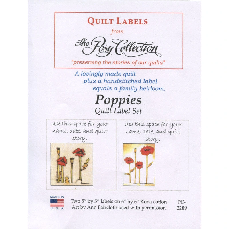 Poppies Digitally Printed Quilt Labels - Premium High-Quality Fabrics ...